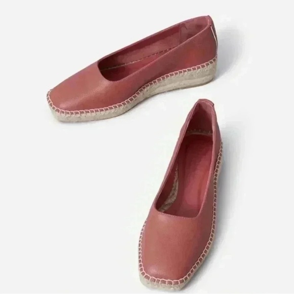 EUC Everlane Square Toe Leather Slip On Espadrille Flats size 8.5 - Picture 1 of 3